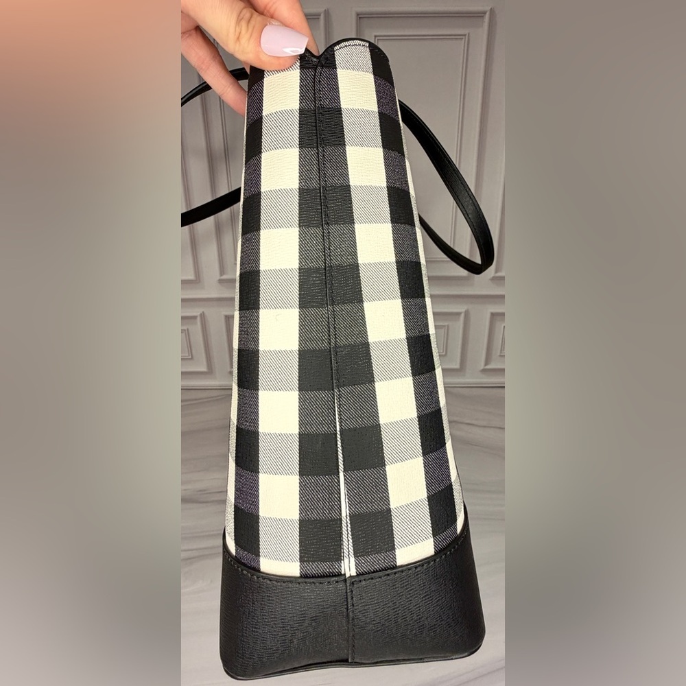 Kate Spade New York Black & White Gingham Zip Tote Bag | Like New Condition - Picture 5 of 11